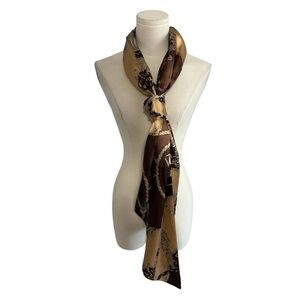 DENNIS BASSO Brown Gold Top Chain Rope‎ Tassel size 1X Scarf Shawl Accessory